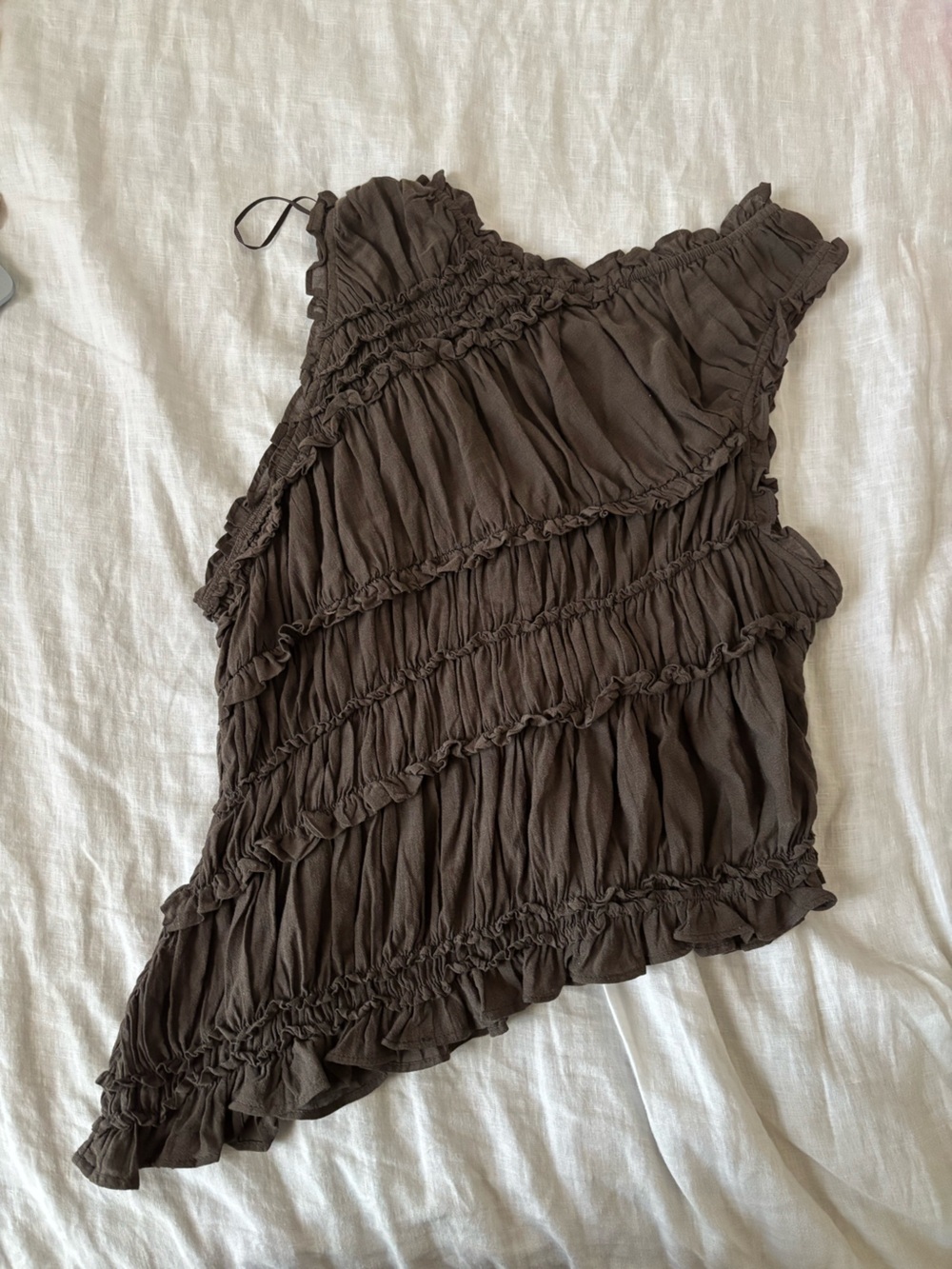 Free People Brown Ruffled Sleeveless Top - Picture 5 of 11